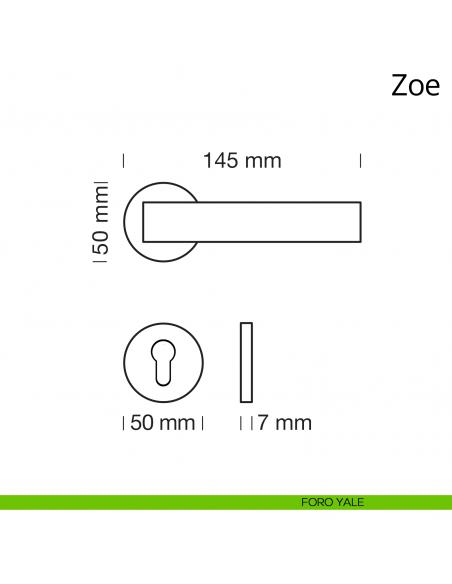 Maniglia per porta interna Zoe Ital Linea rosetta tonda foro yale