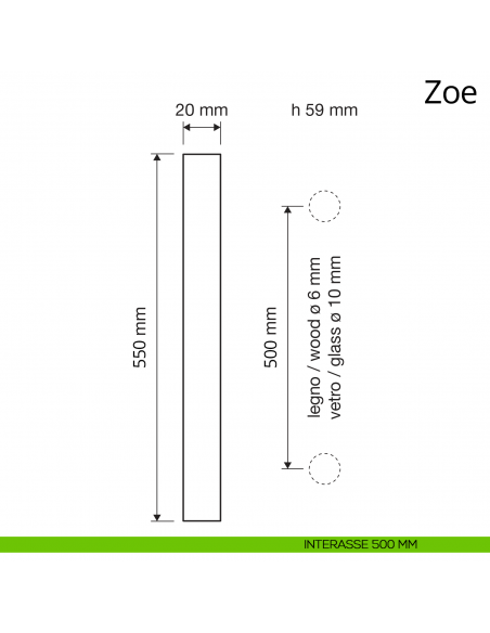 Maniglione per porta Zoe Ital Linea interasse 500 mm
