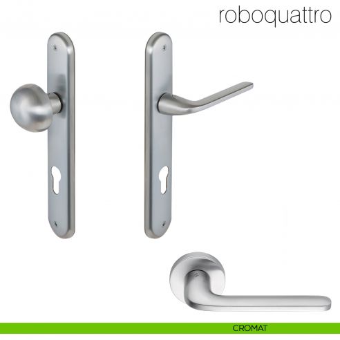 Maniglia per hotel su placca Roboquattro con pomolo fisso Robot Colombo Design cromat