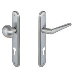 Maniglia per hotel su placca Robotre con pomolo fisso Robot Colombo Design