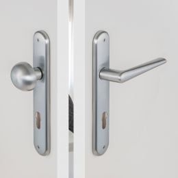 Maniglia per hotel su placca Robotre con pomolo fisso Robot Colombo Design 2