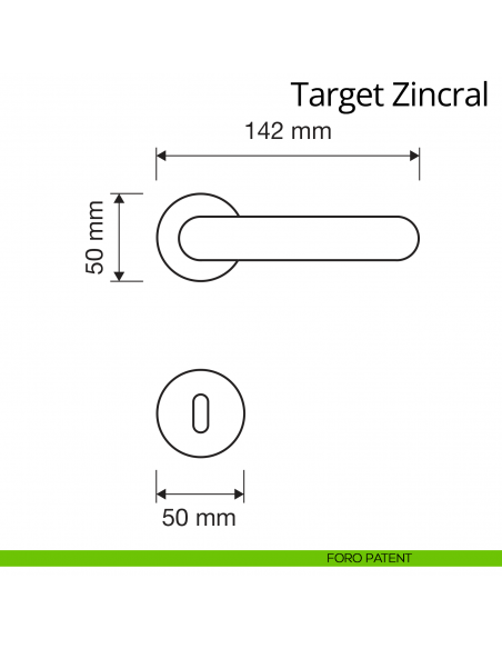Maniglia per porta interna Target Zincral Linea Calì rosetta tonda foro patent