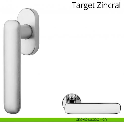 Maniglia per finestra martellina DK Target Zincral Linea Calì cromo lucido