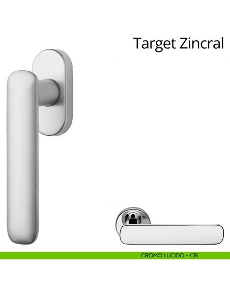Maniglia per finestra martellina DK Target Zincral Linea Calì cromo lucido