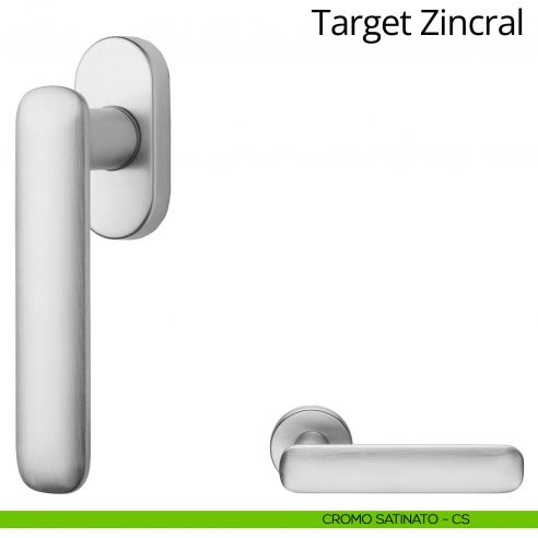 Maniglia per finestra martellina DK Target Zincral Linea Calì cromo satinato