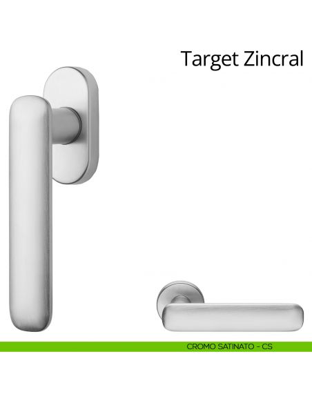 Maniglia per finestra martellina DK Target Zincral Linea Calì cromo satinato