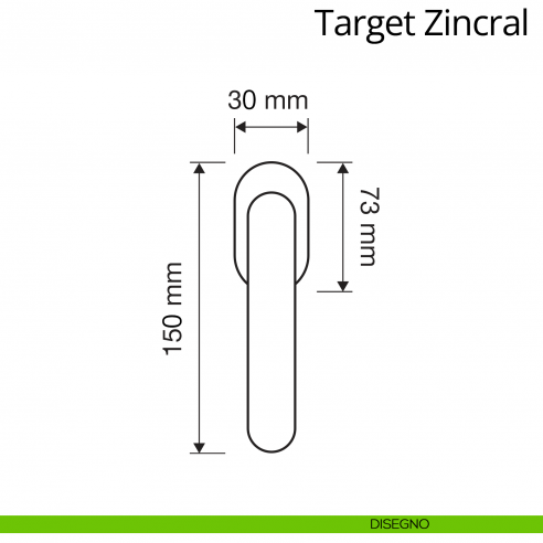 Maniglia per finestra martellina DK Target Zincral Linea Calì disegno