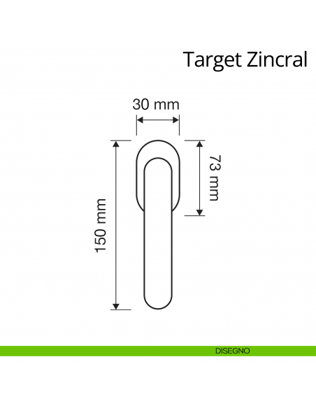 Maniglia per finestra martellina DK Target Zincral Linea Calì disegno
