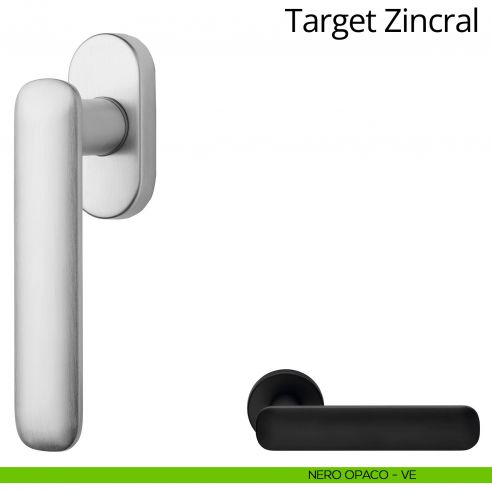 Maniglia per finestra martellina DK Target Zincral Linea Calì nero opaco
