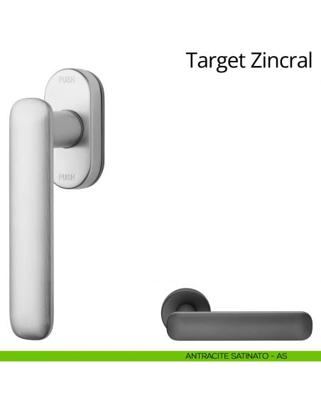 Maniglia per finestra martellina DK antintrusione Target Zincral Linea Calì antracite satinato