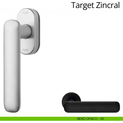 Maniglia per finestra martellina DK antintrusione Target Zincral Linea Calì nero opaco
