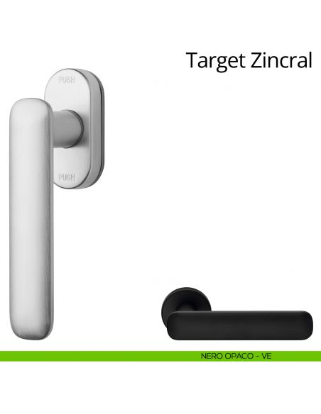 Maniglia per finestra martellina DK antintrusione Target Zincral Linea Calì nero opaco