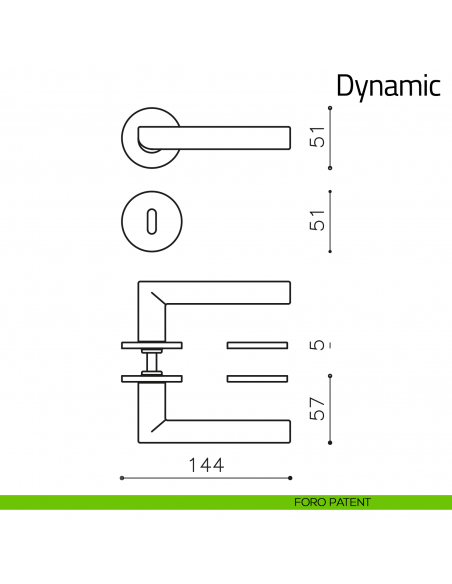 Maniglia per porta Dynamic Olivari foro patent
