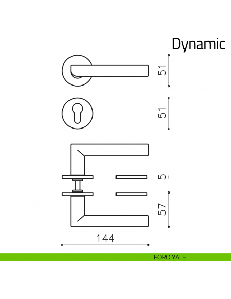 Maniglia per porta Dynamic Olivari foro yale