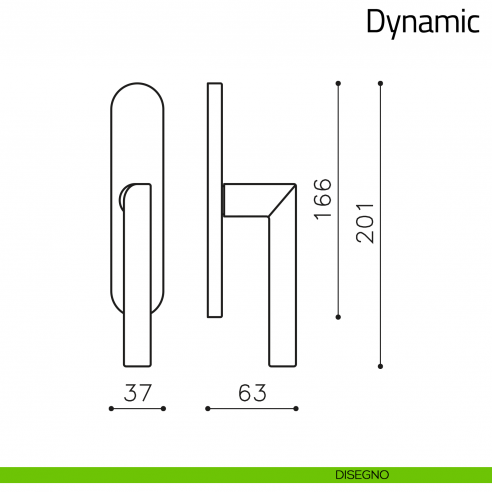 Maniglia per finestra cremonese Dynamic Olivari disegno
