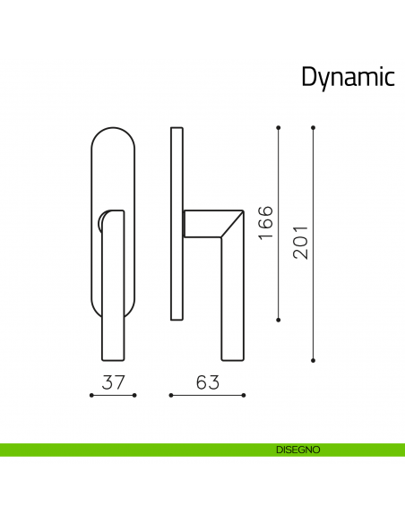 Maniglia per finestra cremonese Dynamic Olivari disegno