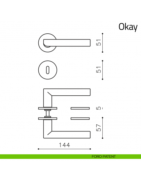 Maniglia per porta Okay Olivari foro patent