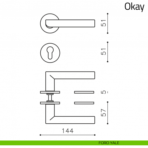 Maniglia per porta Okay Olivari foro yale