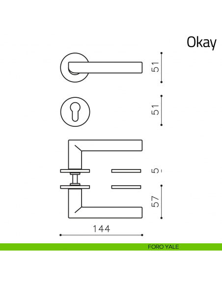 Maniglia per porta Okay Olivari foro yale