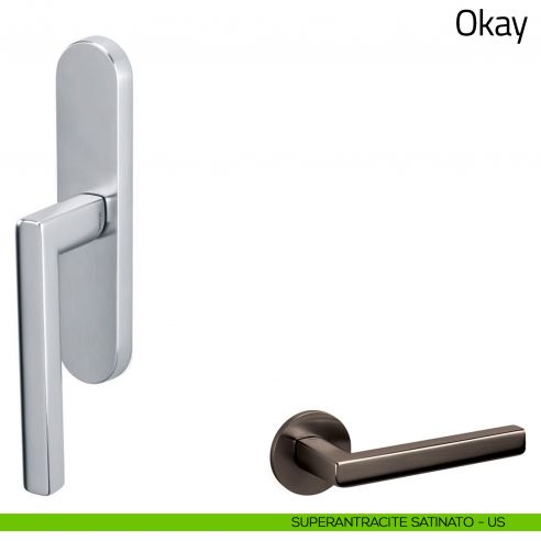 Maniglia per finestra cremonese Okay Olivari superantracite satinato