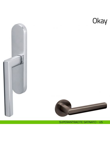 Maniglia per finestra cremonese Okay Olivari superantracite satinato