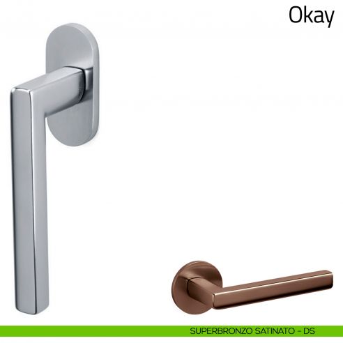 Maniglia per finestra martellina DK Okay Olivari superbronzo satinato