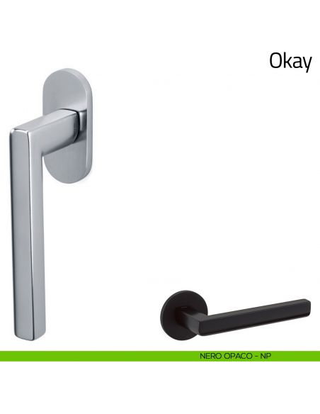 Maniglia per finestra martellina DK Okay Olivari nero opaco