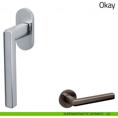 Maniglia per finestra martellina DK Okay Olivari superantracite satinato
