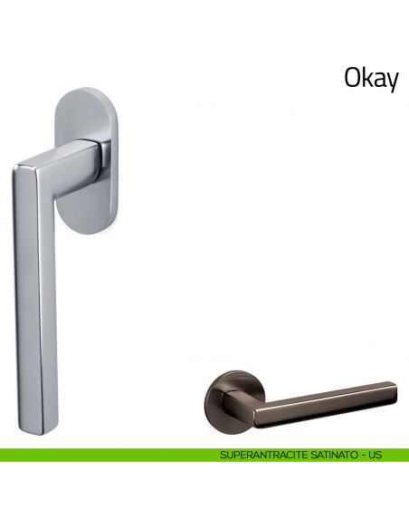 Maniglia per finestra martellina DK Okay Olivari superantracite satinato