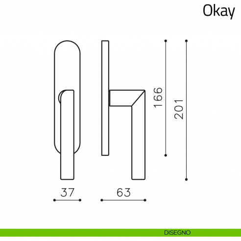 Maniglia per finestra cremonese Okay Olivari disegno