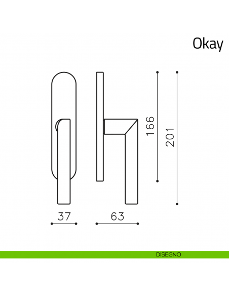 Maniglia per finestra cremonese Okay Olivari disegno