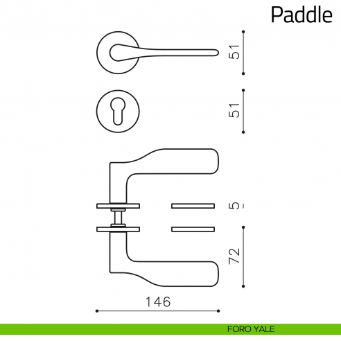Maniglia per porta Paddle Olivari foro yale