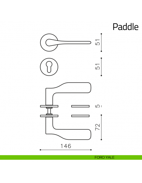 Maniglia per porta Paddle Olivari foro yale