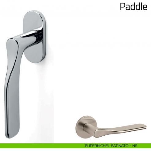 Maniglia per finestra martellina DK Paddle Olivari supernichel satinato