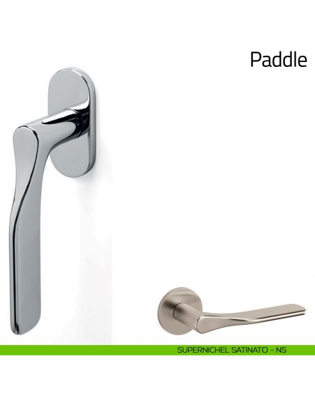 Maniglia per finestra martellina DK Paddle Olivari supernichel satinato