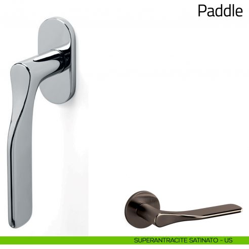 Maniglia per finestra martellina DK Paddle Olivari superantracite satinato