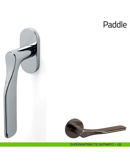 Maniglia per finestra martellina DK Paddle Olivari superantracite satinato