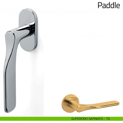 Maniglia per finestra martellina DK Paddle Olivari superoro satinato