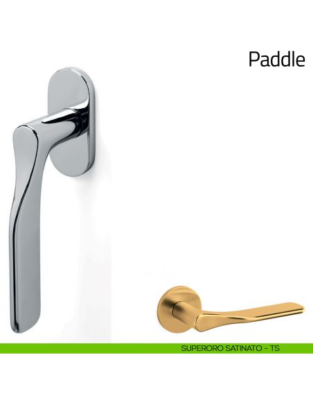 Maniglia per finestra martellina DK Paddle Olivari superoro satinato