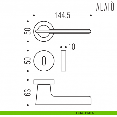 Maniglia per porta Alatò Colombo Design foro patent