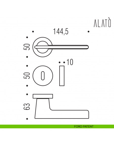 Maniglia per porta Alatò Colombo Design foro patent