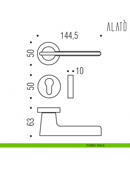 Maniglia per porta Alatò Colombo Design foro yale