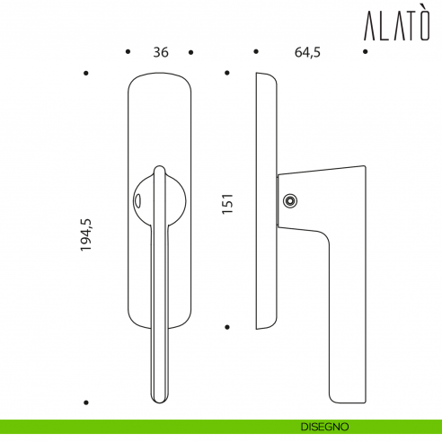 Maniglia per finestra cremonese Alatò Colombo Design disegno