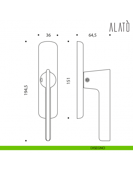 Maniglia per finestra cremonese Alatò Colombo Design disegno