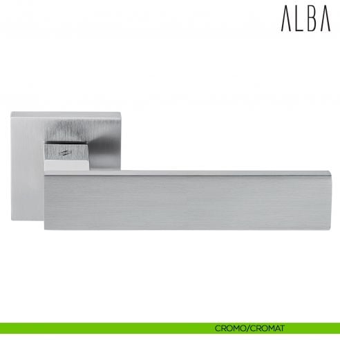 Maniglia per porta Alba Colombo Design con rosetta quadrata bassa cromo/cromat