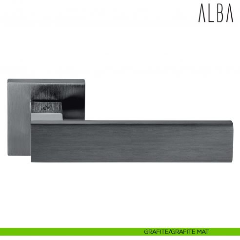 Maniglia per porta Alba Colombo Design con rosetta quadrata bassa grafite/grafite mat