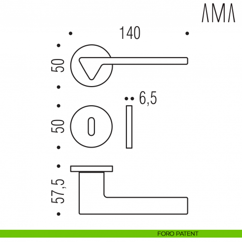 Maniglia per porta Ama Colombo Design bassa foro patent