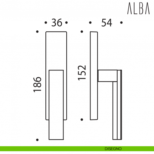 Maniglia per finestra cremonese Alba Colombo Design disegno
