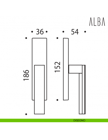 Maniglia per finestra cremonese Alba Colombo Design disegno