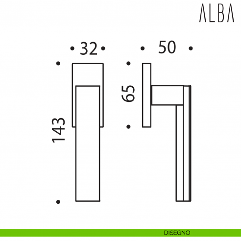 Maniglia per finestra martellina DK Alba Colombo Design disegno